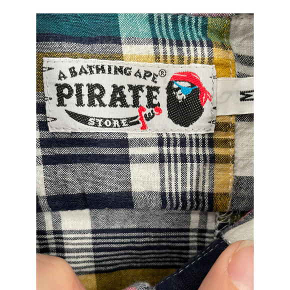 A BATHING APE PIRATE STORE PLAID BUTTON DOWN SHIRT - Picture 6 of 9